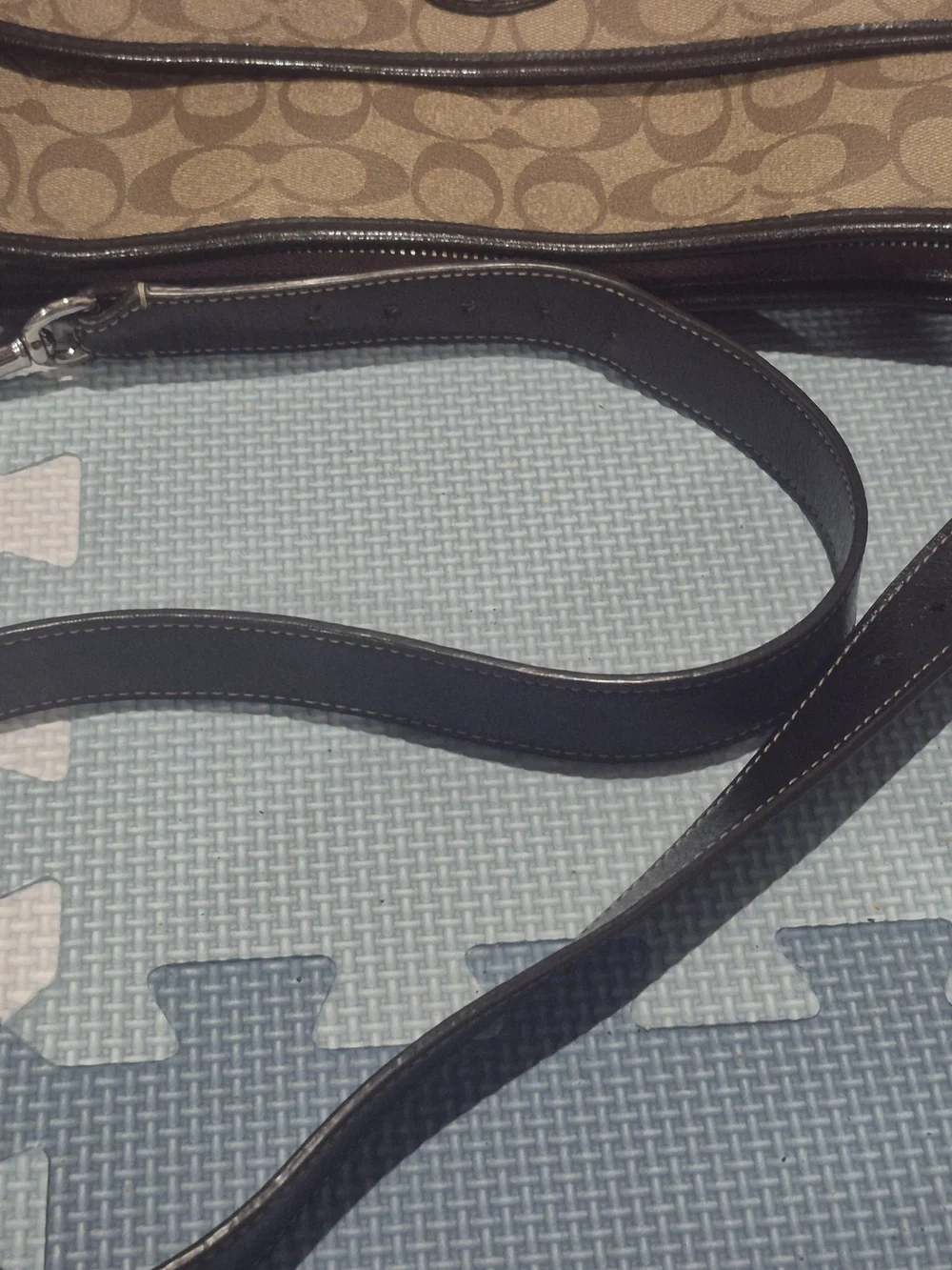 Coach Brown Signature Heritage Peyton Logo Hobo with Black Trim